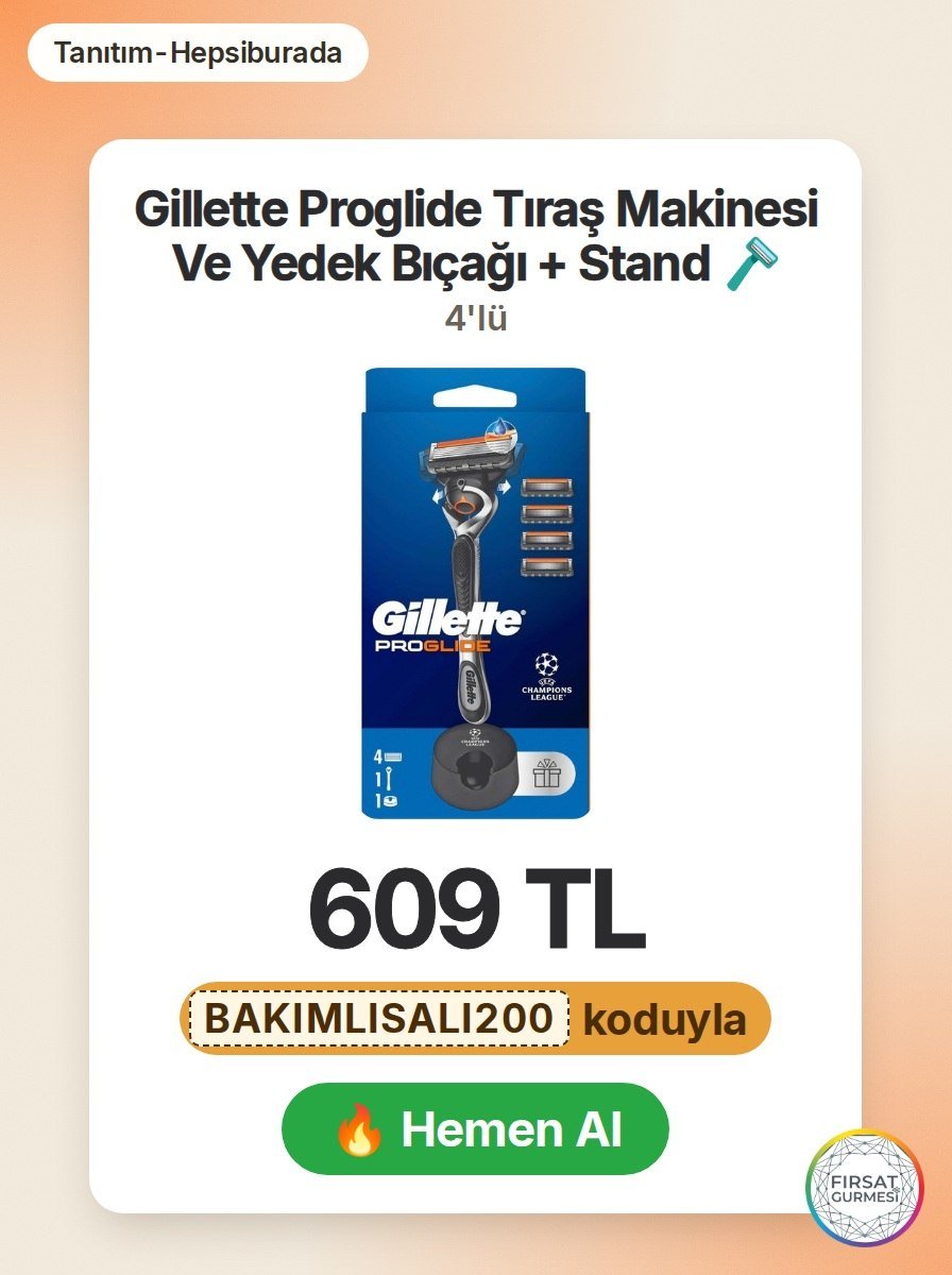 Gillette Proglide tıraş makinesi ve 4 adet yedek