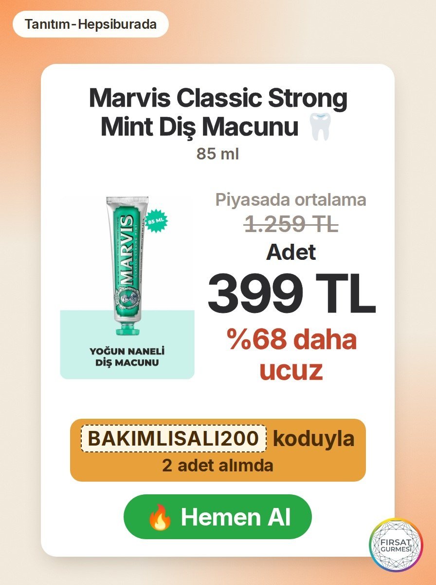 Hepsiburada'da Marvis Classic Strong Mint diş macunu