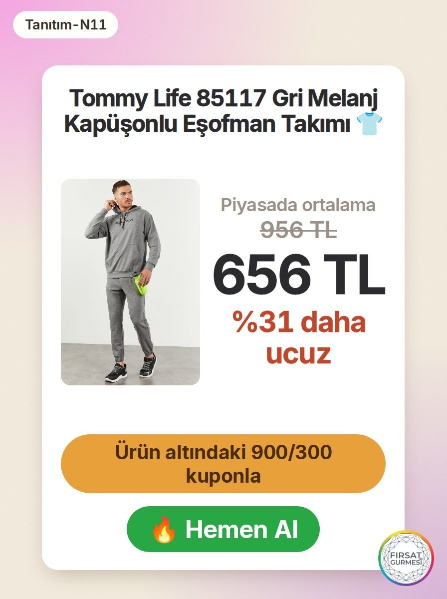 Oversize kesimli, kanguru cep ve lastik paçalı erkek