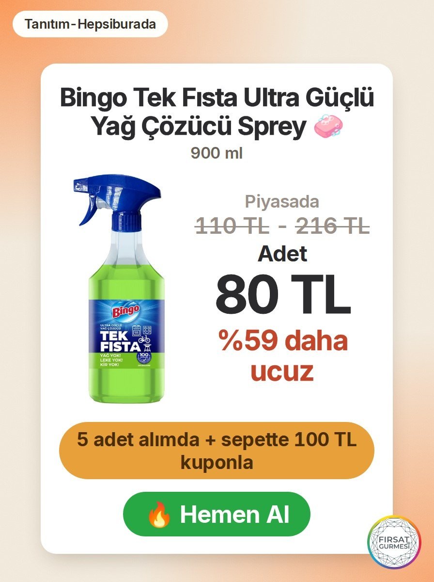 Hepsiburada'da Bingo Tek Fısta Ultra Güçlü Yağ Çözücü