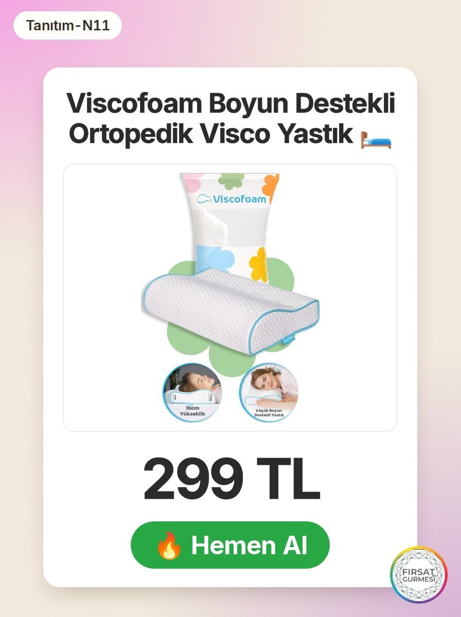 Boyun destekli ortopedik visco yastık, rahat bir uyku