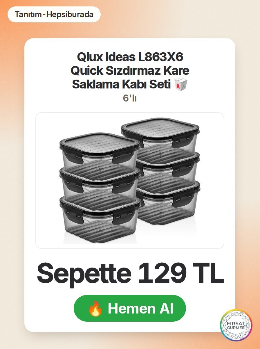 Mutfakta düzenli saklama için ideal olan sızdırmaz kare