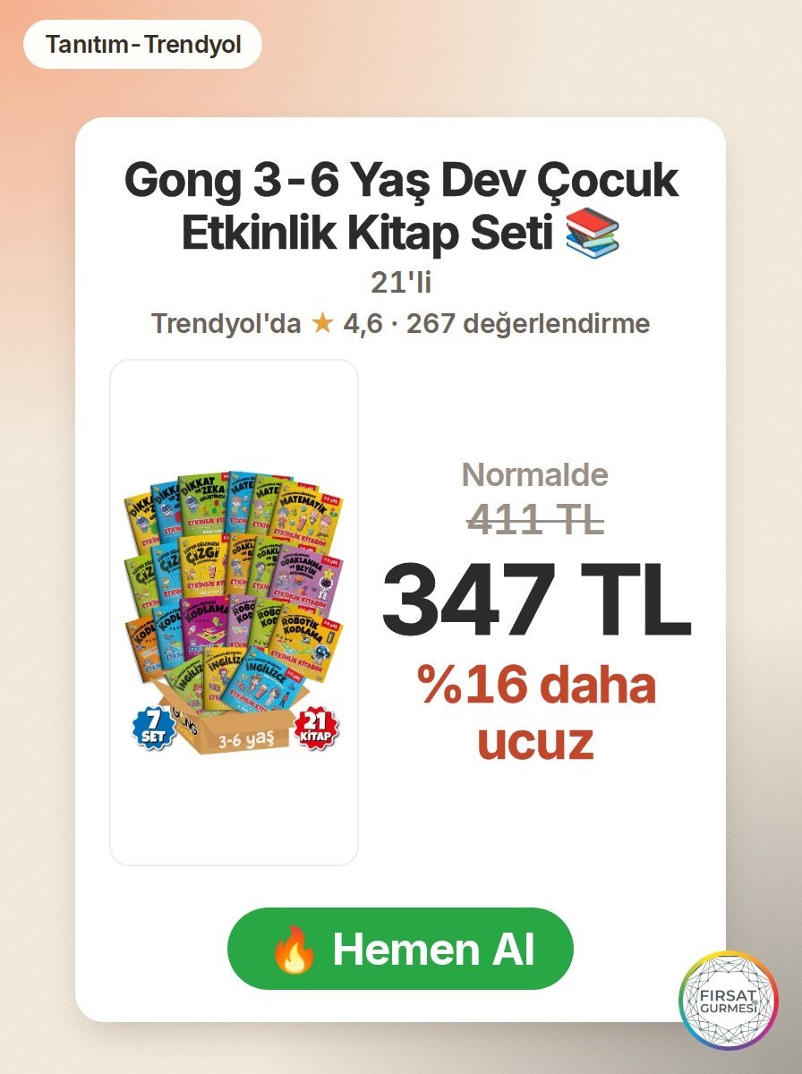 Gong 3-6 Yaş Dev Çocuk Etkinlik 21'Li Kitap