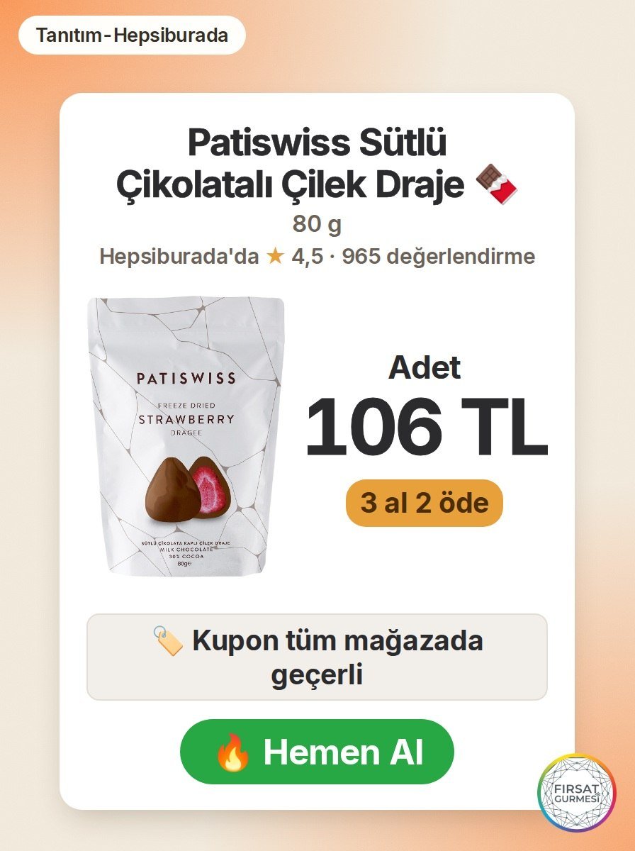 Patiswiss Sütlü Çikolatalı Çilek Draje 80g