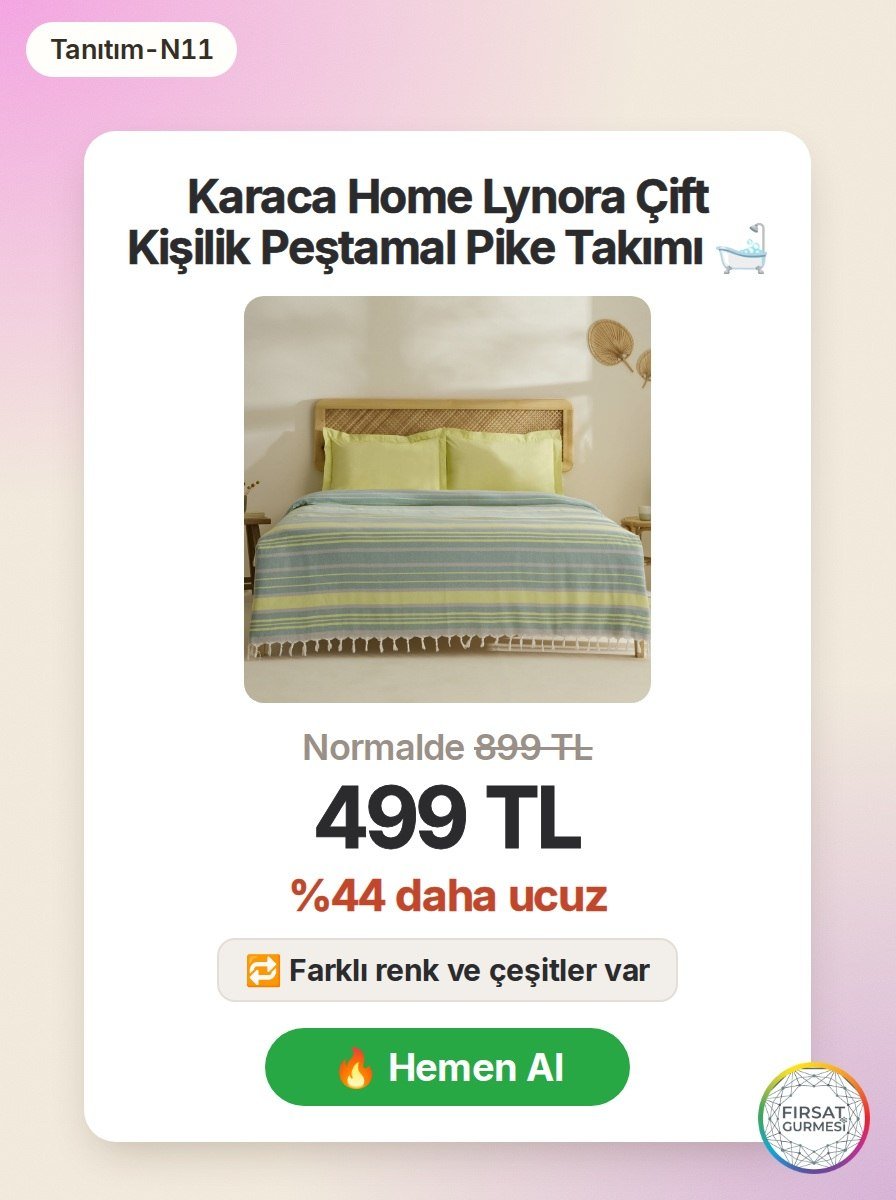 Karaca Home Lynora Çift Kişilik Peştamal Pike Takımı