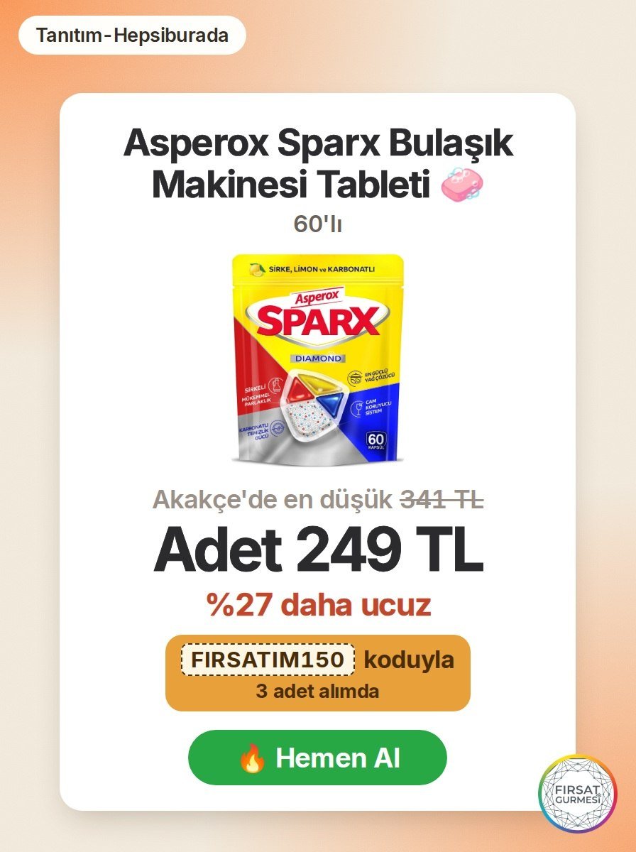 Asperox Sparx Bulaşık Makinesi Tableti 60'lı