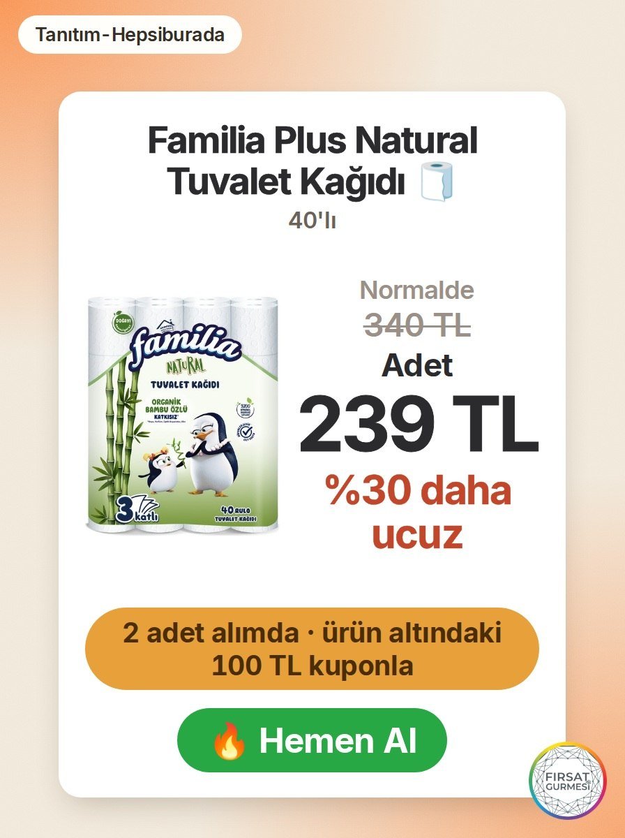 Familia Plus Natural Tuvalet Kağıdı 40'lı