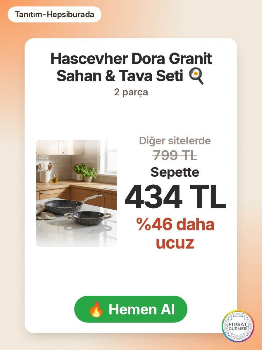 Hascevher Dora Granit 2 Parça Sahan & Tava