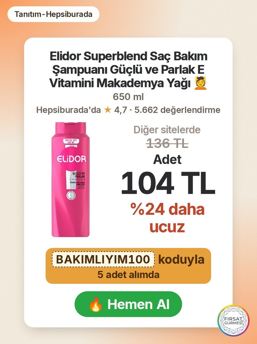 Elidor Superblend Saç Bakım Şampuanı Güçlü ve Parlak