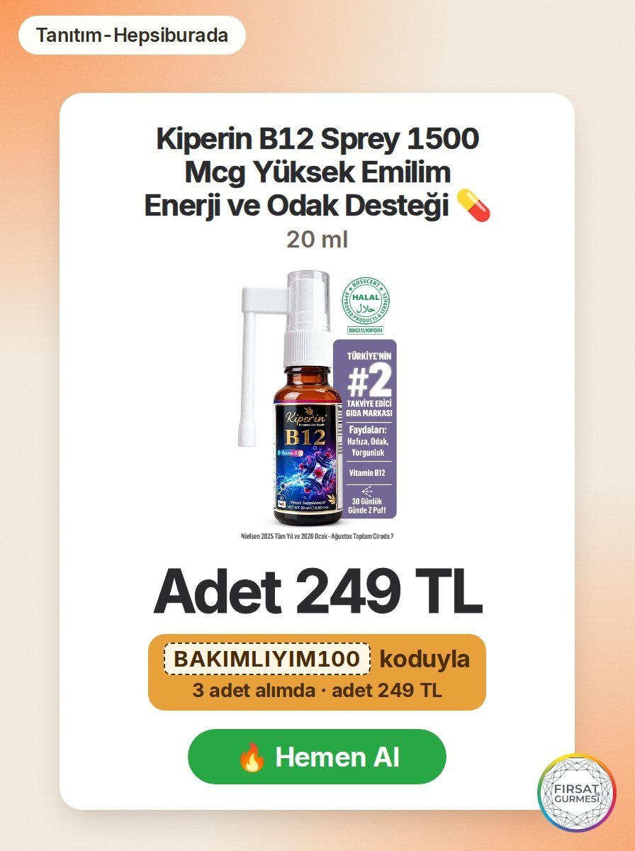 Kiperin B12 Sprey 1500 Mcg Yüksek Emilim Enerji