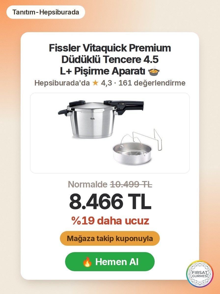 Fissler Vitaquick Premium Düdüklü Tencere 4.5 L+ Pişirme