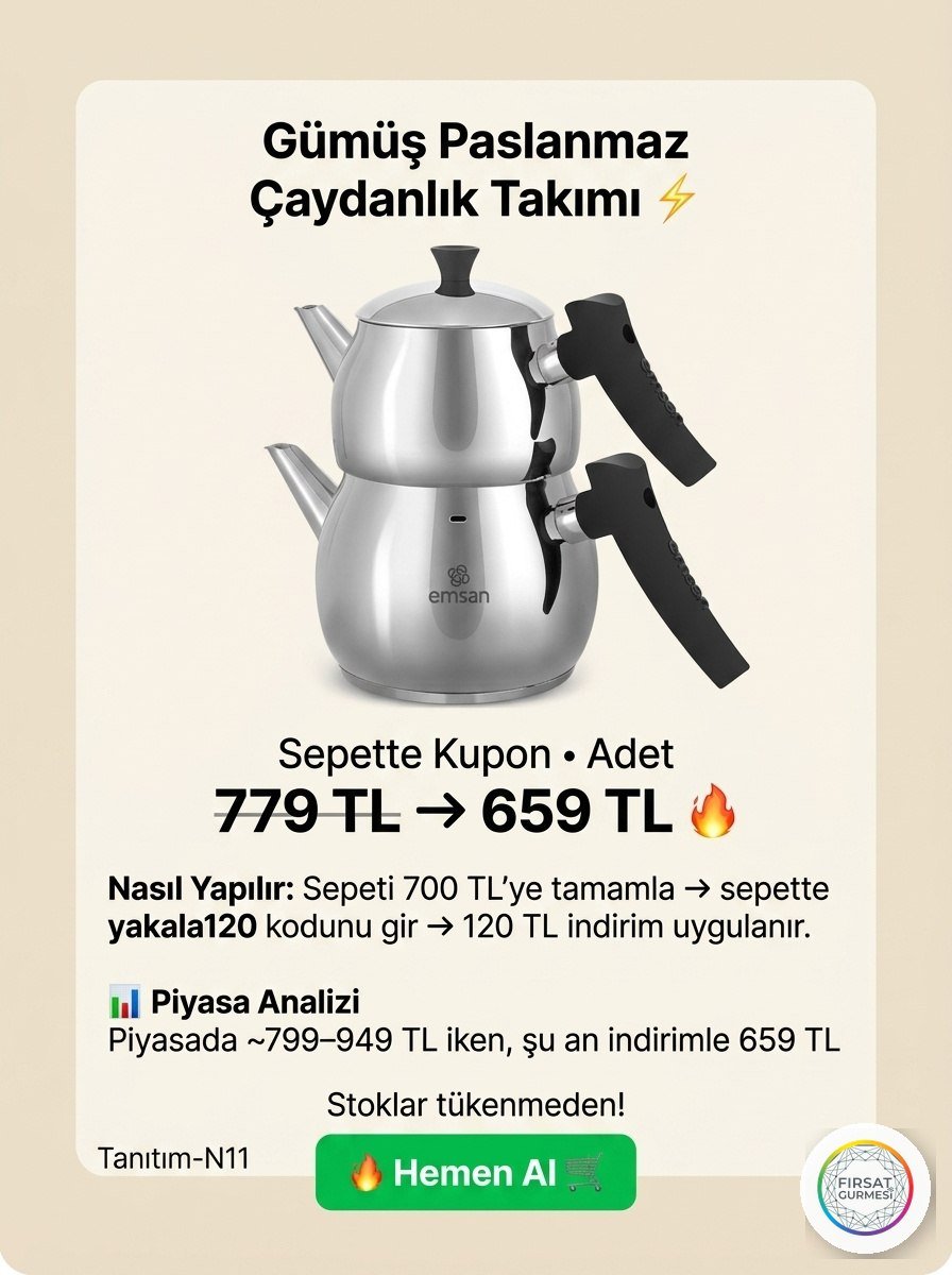 Gümüş paslanmaz çaydanlık takımı